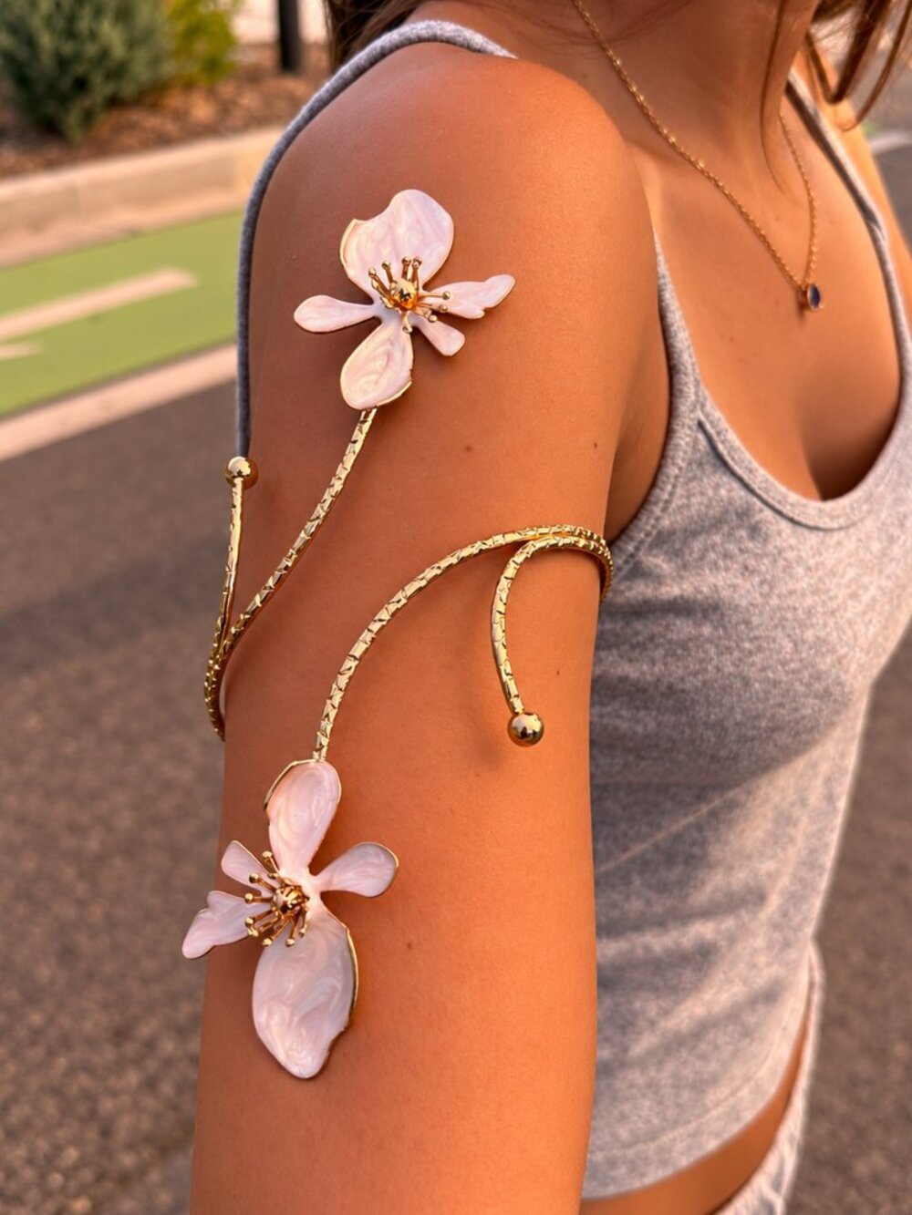 Gold Floral Wrap Upper Arm Cuff Bracelet